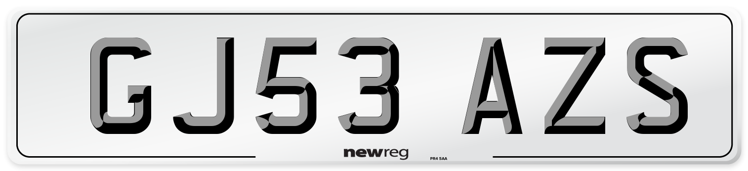 GJ53 AZS Number Plate from New Reg